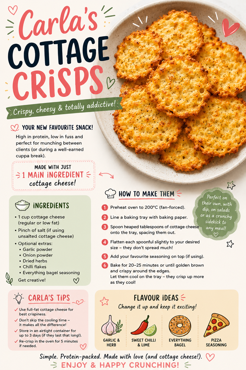 Carla's Cottage Crisps - crispy cheesy cottage cheese snack