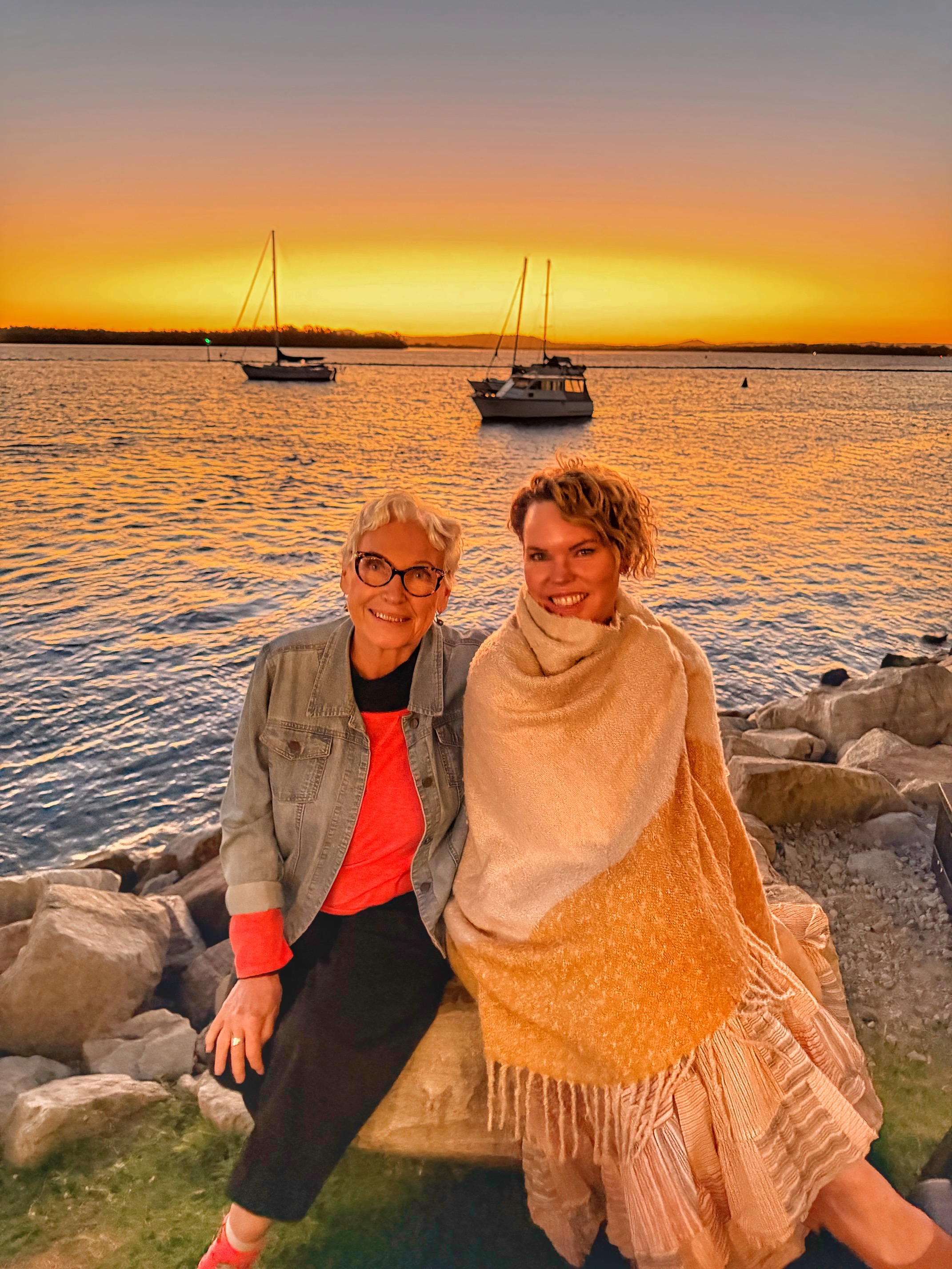 Carla and friend at Iluka Sunset and Wine Bar during Griffin Morris performance
