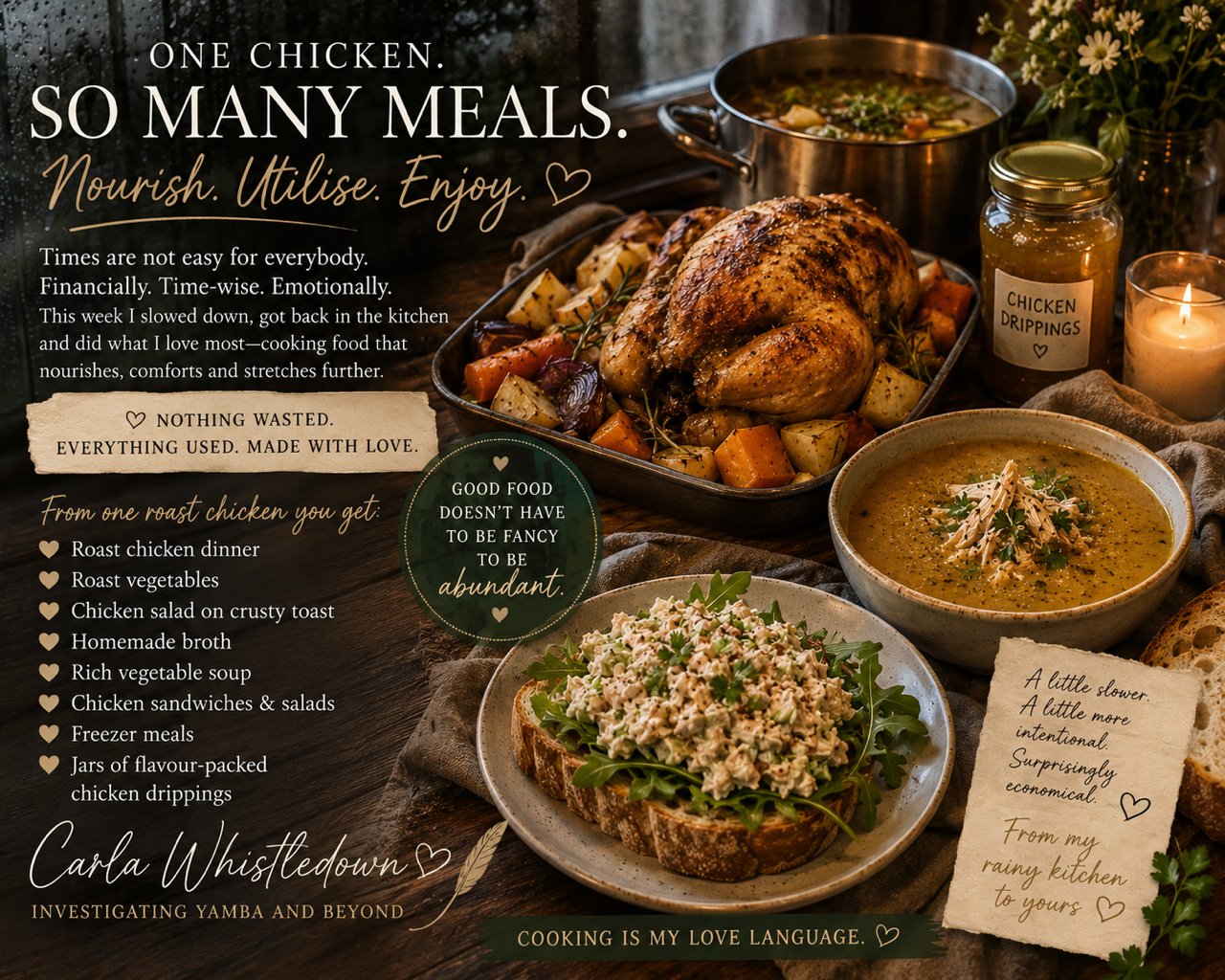 The One Chicken Plan - One Roast Chicken, Many Meals by Carla Whistledown