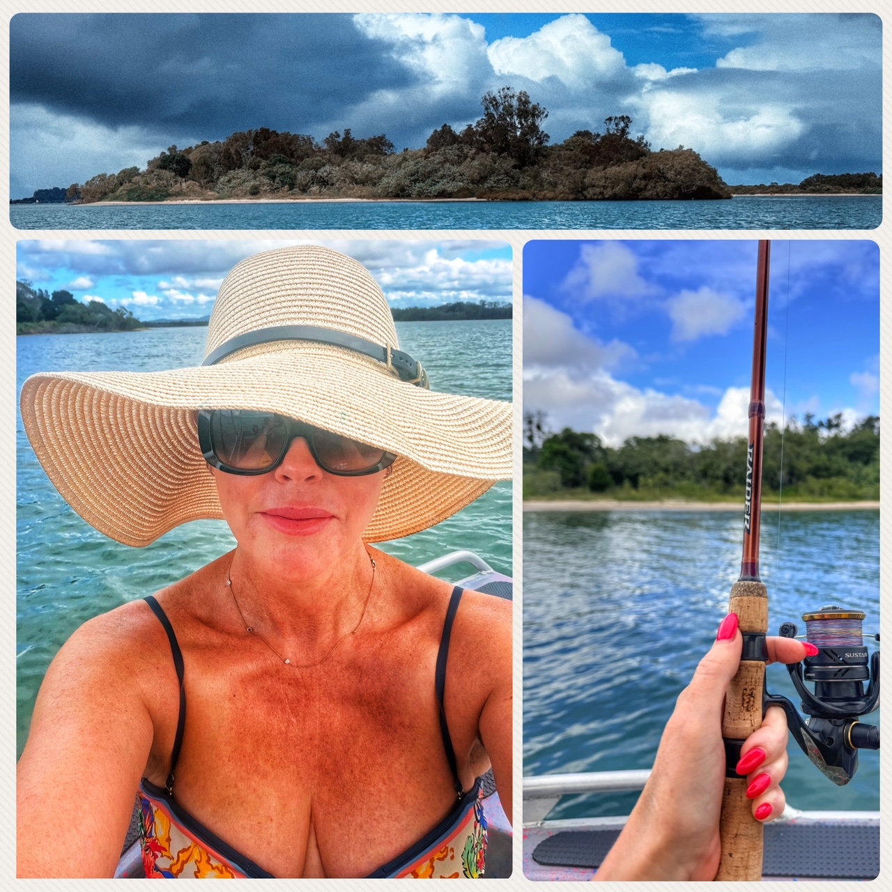 Carla on the water at Rabbit Island with Yamba Boat Hire